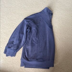 Rustic Button-Neck Navy Pullover Sweatshirt